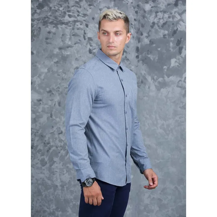 Casual Wear Detailed Linen Long Sleeve Shirt