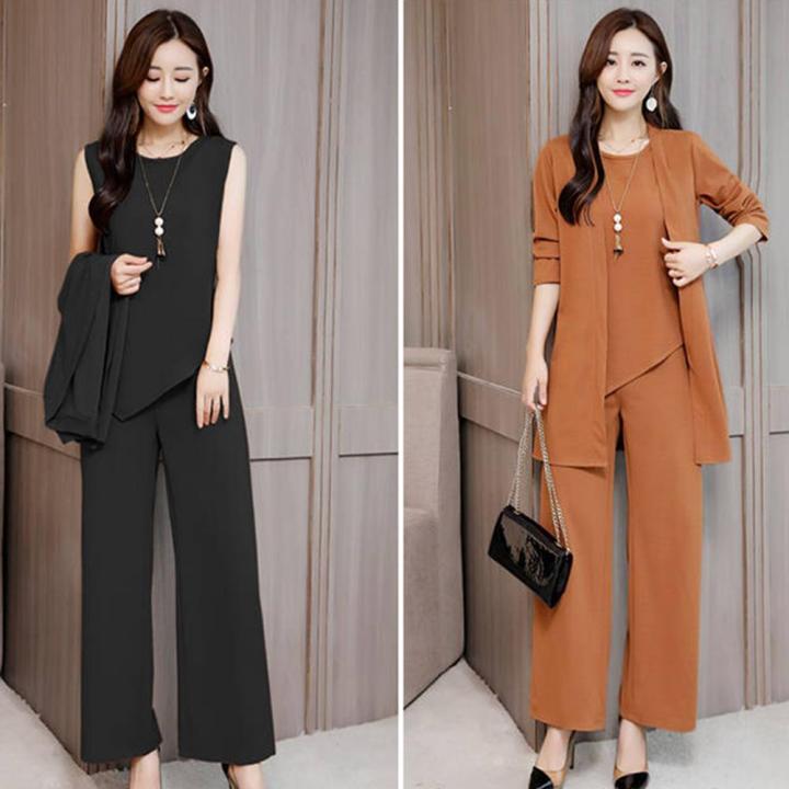 %E3%80%90HOT%E3%80%91%203Pcs/Set%20Fashion%20Lady%20Outfit%20O-Neck%20Dressing%20Up%20Comfortable%20Tank%20Tops%20Wide%20Leg%20Pants%20Mid-Length%20Coat%20Set%20-%20Image%202