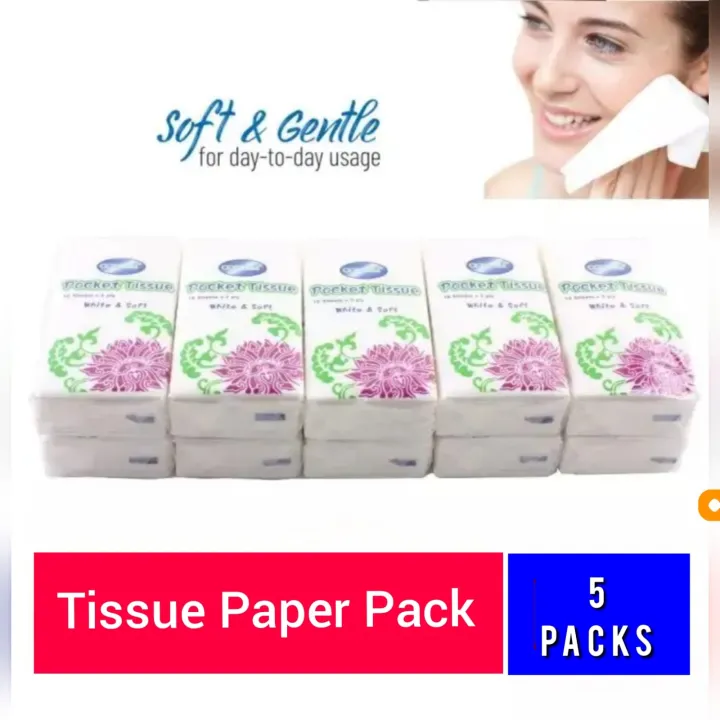 5 Pocket Tissues Packs Mini Portable Handkerchief Pulp Paper Pocket Tissues for Women And Kids