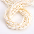 7/10/11mm Natural White Shell Beads Mother Of Pearl Loose Rice Oval Beads For Necklace Bracelet Earring DIY Jewelry Making 15'' 38cm/Strand. 