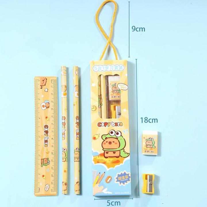 Yellow Capybara Eraser Reliable 5-In-1 Stationery Set Child-Friendly ...