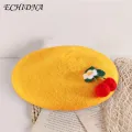 Beret for Pets Cute Cherry Design Pet Hat Adjustable Buckle Winter Headwear for Cats Dogs Perfect Photography Props Wool Fabric Pet Hat for Winter. 
