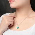 Natural Green Jade Fox Pendant Necklace 925 Silver Jadeite Chalcedony Amulet Fashion Charm Jewelry Gifts for Women Her. 