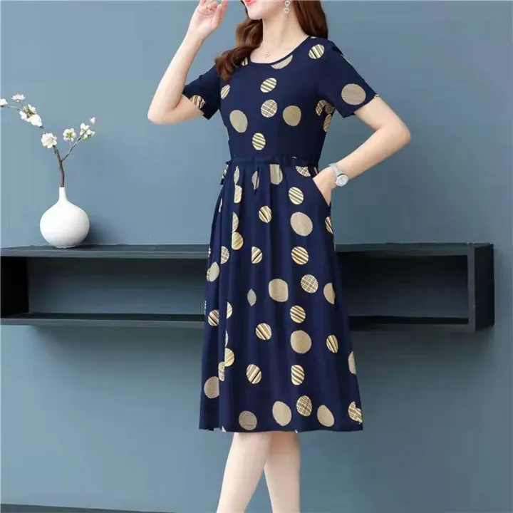 Yfashion%20Women%20Cotton%20Summer%20Short%20Sleeves%20Dress%20Elegant%20Stylish%20Printing%20Round%20Neck%20Midi%20Skirt%20Large%20Size%20Loose%20Casual%20Dress%20-%20Image%205