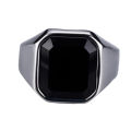Men's Ring Black Cubic Zircon Fashion Finger Ring Simple Biker Classic Rings Mystic. 