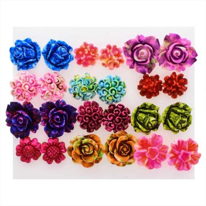 12%20pairs/set%20Colorful%20Resin%20Rose%20Flower%20Stud%20Earrings%20for%20Girls%20Children%20Anti%20Allergic%20Stud%20Ear%20Jewelry%20for%20Women%20-%20Image%202