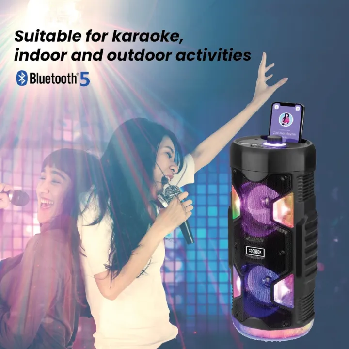 SOONBOX%20S4406%20FREE%20MIC%208inch%20Portable%20Super%20Bass%20Bluetooth%20Speaker%20for%20Karaoke%20indoor%20&%20outdoor%20with%20USB/TF/LED%20Light/FM%20-%20Image%204