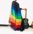 Women Half cotton Handloom Saree/ Office Sari/ Ladies New FashionBlack With Rainbow Colours Saree. 