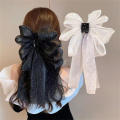 Half Tied Hair Bow Hair Clip With Ribbon Ribbon Headband Mesh Hair Accessory Grab Clip Hair Ornament. 