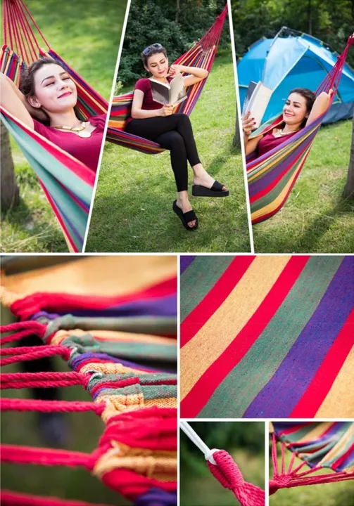Hammock%201%20Person%20Outdoor%20Leisure%20Bed%20Travel%20Camping%20Hanging%20Hammock%20Swing%20Lazy%20Chair,Red%20-%20Image%203
