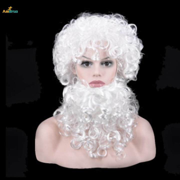 Santa Hair and Beard Set Durable Funny Santa Claus Costume Accessories for Stage Performance Party