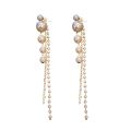 Enacolor  Long Tassel Pearl Earrings Luxury Crystal Dangle Earrings for Women Gilr New Jewelry. 