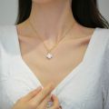 Vintage Diamond Clover Necklace for Women Kwintas Gold Stainless Steel Pendant Chain Choker Accessories Jewelry. 