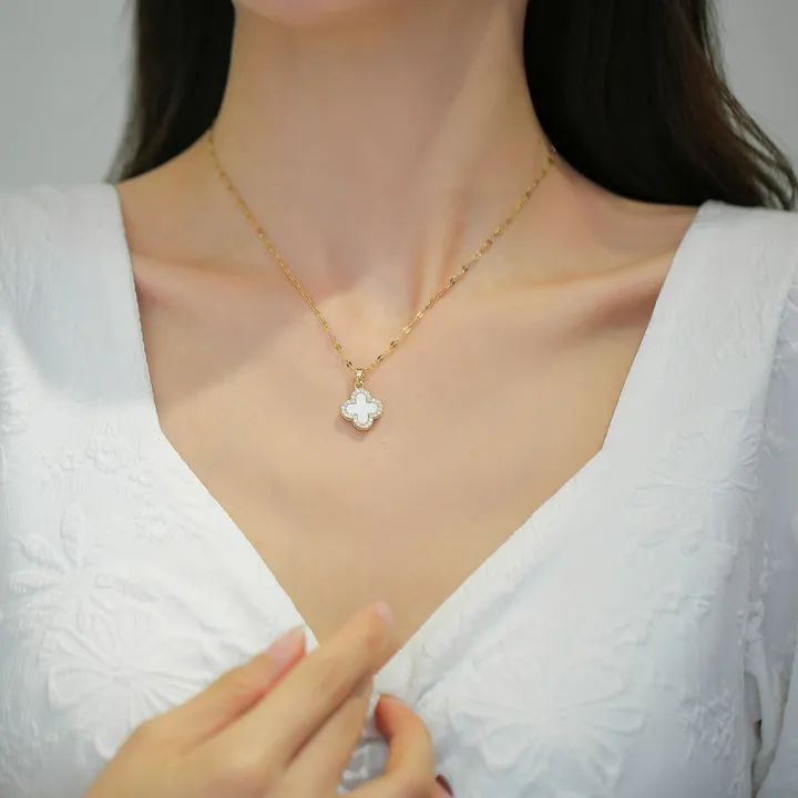 Vintage%C2%A0Diamond%20Clover%20Necklace%20for%20Women%20Kwintas%20Gold%20Stainless%20Steel%20Pendant%20Chain%20Choker%20Accessories%20Jewelry%20-%20Image%208
