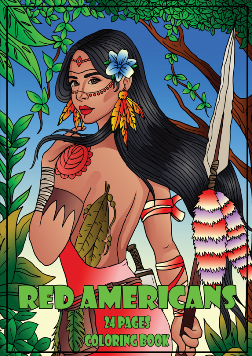 RED INDIANS Native American coloring pages adults and teenager - Main Image