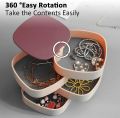 4 Tier Box Shaped Rotating Jewelry Storage Box for Bracelets Rings Necklaces Organizer. 