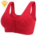 Women Wireless Brassiere Comfortable Wireless Front Closure Sport Bra for Mid-aged Women Lace Splicing Removable Pads Ideal for Southeast Asian Buyers Women Front Button Fastening Bra. 