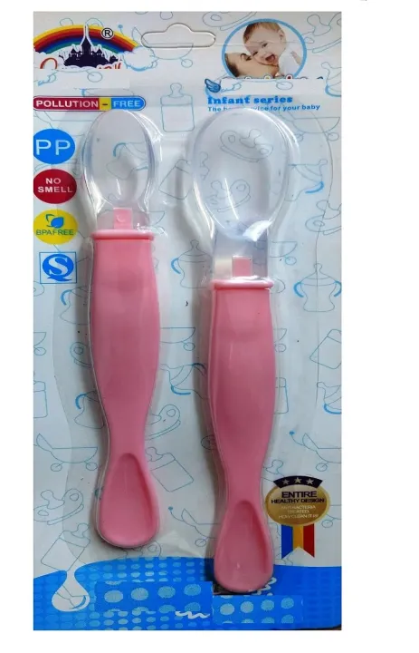 Spoon (2pcs) (JR-8006)  Spoon 2pcs Set Silicone spoon soft and flexible spoon baby spoon set baby silicone spoon |Blackkito|