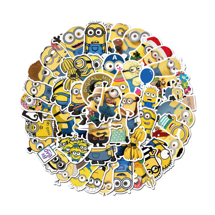 20/40/60 pcs Minions Cute Cartoon Stickers for Phone Laptop Motorcycle for Kids