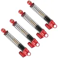 4Piece 53Mm Metal Shock Absorber Damper Replacement Parts Accessories for Axial SCX24 AX24 1/24 RC Crawler Car Upgrade Parts ,Red. 