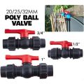 New Compression PE Quick Connector Poly HDPE Ball Valve Stopcock 20mm 25mm 32mm Irrigation System Stop Tap Valve Fittings. 