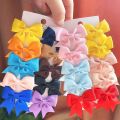 【HOT】 10Pcs/Set New Cute Solid Ribbon Bowknot Hair Clips For Baby Girls Handmade Bows Hairpin Barrettes Headwear Baby Hair Accessories. 