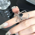Gothic Irregular Spider Webs Zircon Rings Black Crystal Grunge Open Ring Punk Dark Spider Animal Goth Rings for Women Jewelry. 