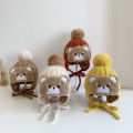 Big Pompom Winter Baby Knitted Hat Lamb Wool Toddler Kids Cute Bear Thick Warm Beanie Outdoor Boys Girls Ear Protection Cap. 