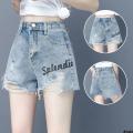 Trendy Women's Ripped High Waist 2024 Summer Thin Versatile Outer New Denim Hot Pants Annual Shorts ins Slimming. 