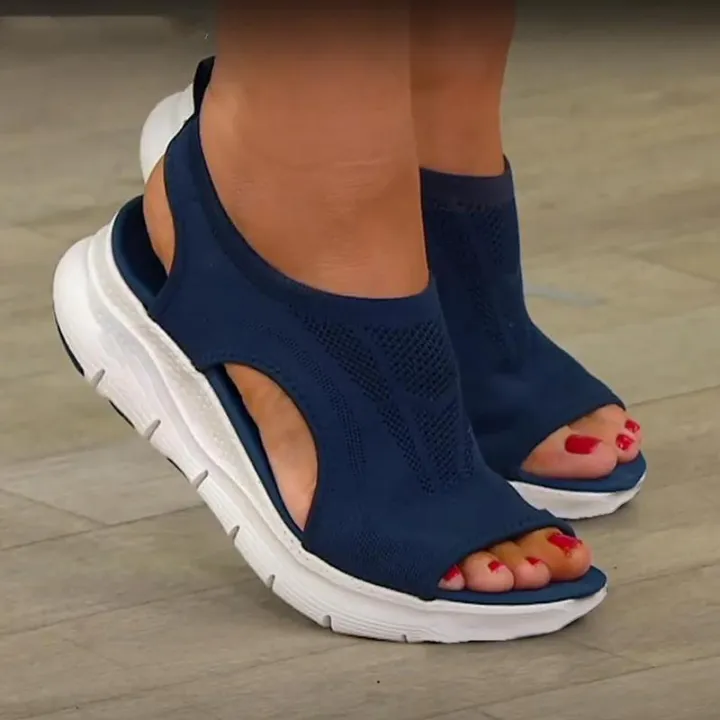 Clearance%20Sale%20Women%20Sandals%20Mesh%20Casual%20Ladies%20Fish%20Mouth%20Mesh%20Wedge%20Shoes%20Solid%20Color%20-%20Image%204