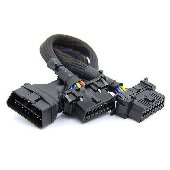 OBD2 Cable OBDII Male to 2 Female Splitter Car Computer Socket 30CM