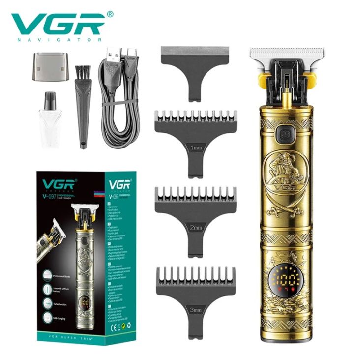 VGR V-097 Hair Clipper Professional Rechargeable Personal Care LCD Salon Scissors T9 Trimmer