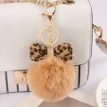 【HOT】 Creative Faux Fur Pom Pom Keychain Women Girls Bag Pendant Rhinestone Pu Leather Bow Keyring For Wallet Accessory. 