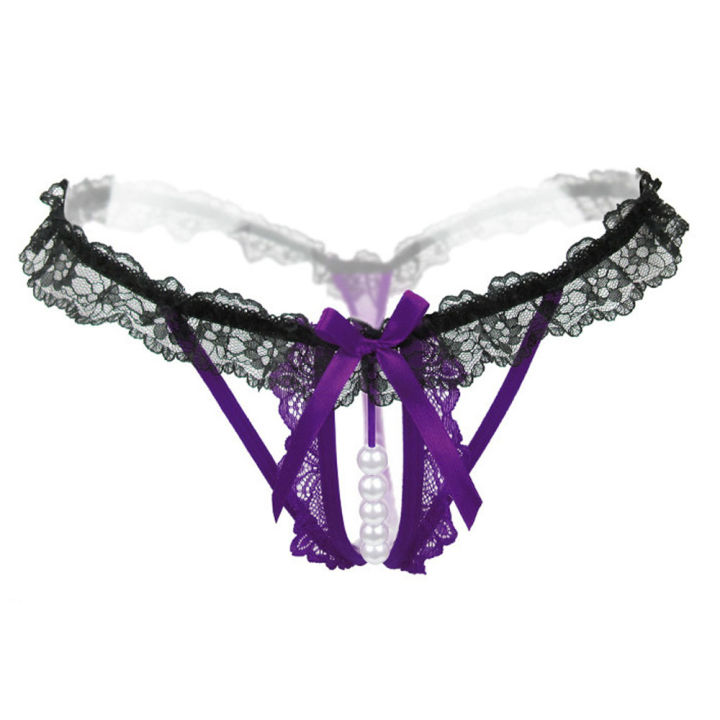 Women%20Lingerie%20Knickers%20Open%20s%20Panties%20Pearl%20Lace%20G-string%20Underwear%20-%20Image%202
