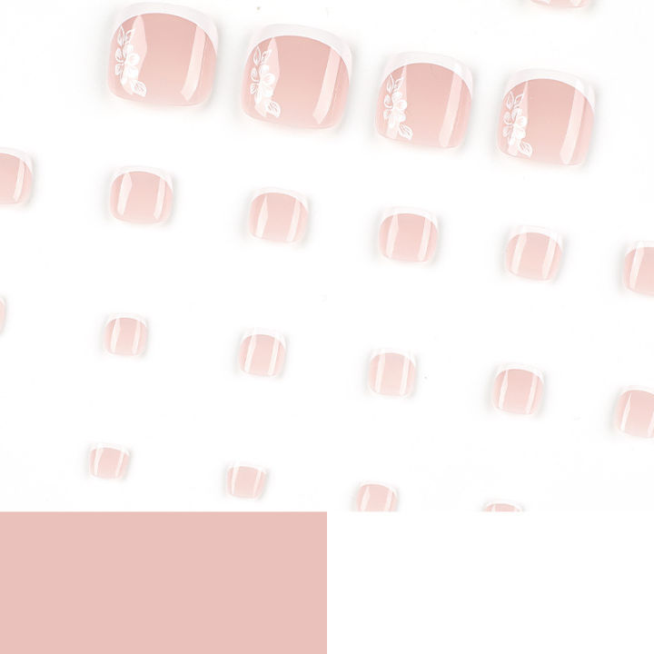 Toe%20Nails%20Set%20French%20Press%20on%20Foot%20Tips%20Nail%20Tips%20with%20Designs%20Reusable%20Artificial%20False%20Stick-on%20Nails%20Art%2024pcs%20-%20Image%203