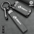 Zinc Alloy Goatskin Leather Motorcycle Key Fob Case Cover Smart Keyless Remote Shell Holder Keychain Buttons Protector For Yamaha Aerox NMAX XMAX TMAX QBIX NVX Janus QBIX Sniper Grand Filano Q-bix 125 155 250 300 400 Y16. 