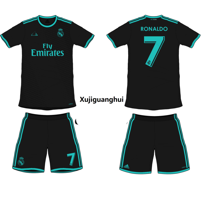 Xujiguanghui Ronaldo Real Madrid 2017 Away Black Football Kit for Kids