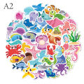50Pcs Mermaid Ocean Animal Fish Graffiti Stickers For Notebook Motorcycle. 