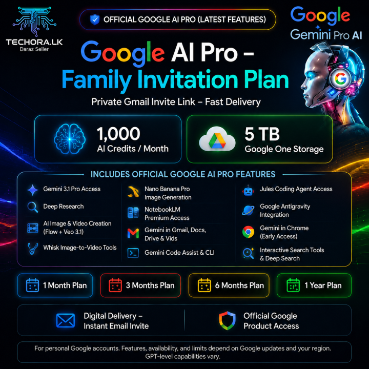 Google Gemini AI Pro – Family Invitation Plan | 1,000 Monthly AI ...