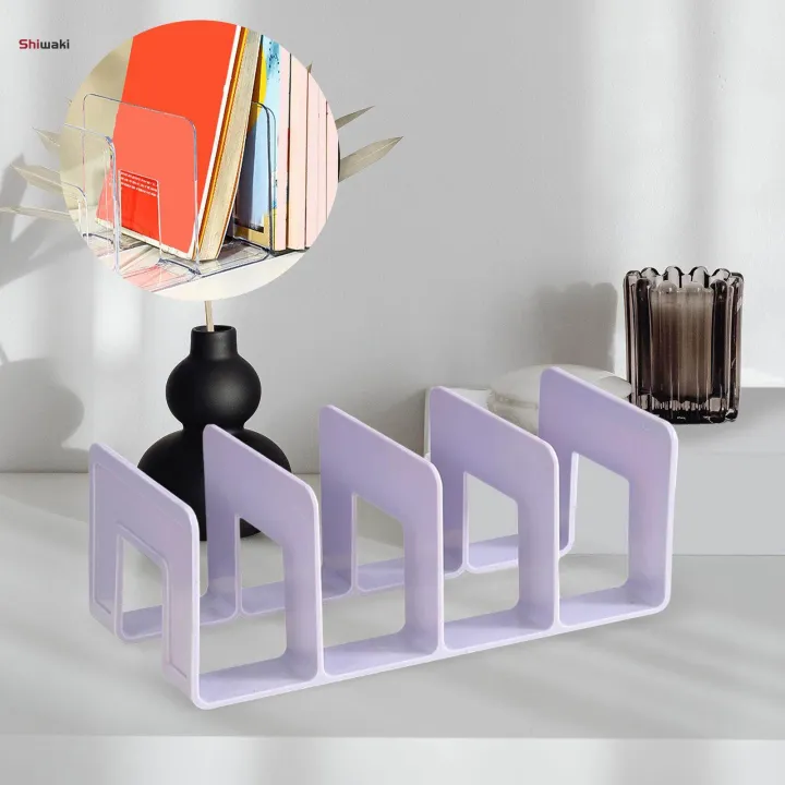 Book%20Stand%20Four%20Section%20Sturdy%20Acrylic%20Bookends%20Handbag%20Divider%20Shelf%20for%20Table%20Study%20Room%20Bookcase%20-%20Image%202