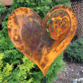 1PCS Love Pillar Inserted Heart Stake in the Garden Rusted Heart Made of 14Ga Metal. 