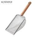 1pc Cat Litter Shovel Wooden Handle Reusable Hollow Mesh Design Multifunctional Pet Poops Cleaning Tool. 
