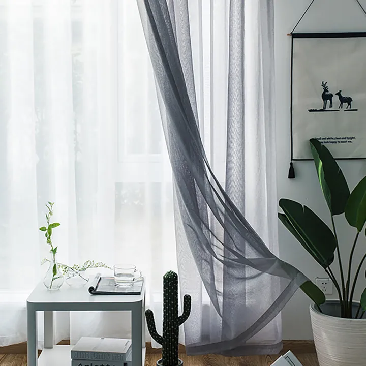 Sheer%20Curtains%20Living%20Room%20Rod%20Pocket%20Window%20Curtain%20Panels%20Bedroom%20Semi%20Sheer%20Voile%20Curtains%20White%20(55''Wx84''L,2%20Panels)%20-%20Image%204
