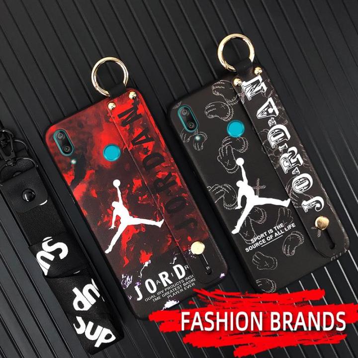 Lanyard Wrist Strap Phone Case For Huawei Y7 2019/Y7 Prime 2019 protective Wristband Durable Kickstand Waterproof ring