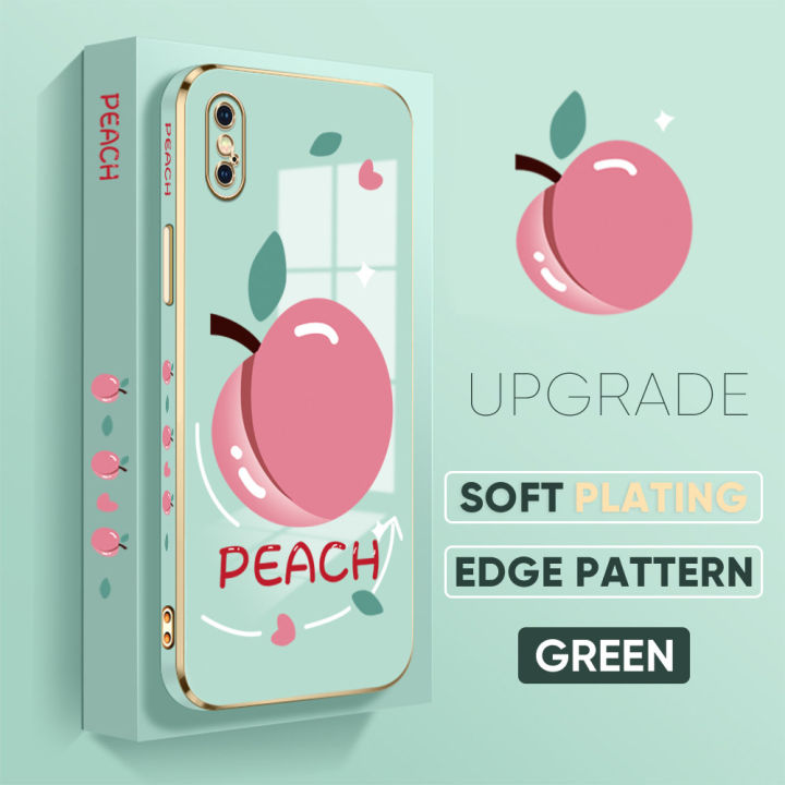 TA%20for%20iPhone%20X%20Case%20Shiny%20Peach%20Luxury%206D%20Plating%20Soft%20Casing%20Silicone%20Square%20Frame%20Phone%20Case%20Shiny%20Bling%20Back%20Cover%20+%20Free%20Lanyard%20-%20Image%202