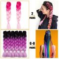 24 inch Jumbo Braids Long Straight Jumbo Synthetic Braiding Hair for Women Cotton Crochet Blonde Pink Hair Extensions Kanekalo. 