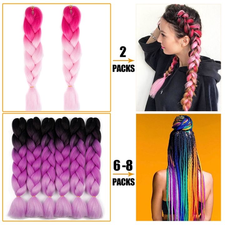 24%20inch%20Jumbo%20Braids%20Long%20Straight%20Jumbo%20Synthetic%20Braiding%20Hair%20for%20Women%20Cotton%20Crochet%20Blonde%20Pink%20Hair%20Extensions%20Kanekalo%20-%20Image%205