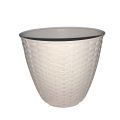 High Quality Plastic Flower Pot Cane Weaved Design Large 24cm x 22cm (Diameter x Height). 