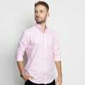 Stripes & Checks Baby Pink Washed Oxford Shirt - Regular Fit. 