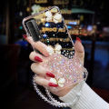 For Huawei Y7A Cover + Crystal Wrist Strap Fashion 3D Rhinestone Butterfly Shiny Glitter Girls Phone Case Clear Soft Silicone Bumper Shockproof Protective Back Cover. 